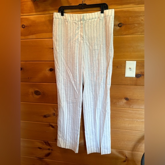 Rachel Zoe Pants - Rachel Zoe Women's hi-rise straight leg linen blend Striped Pants -NWT size 10